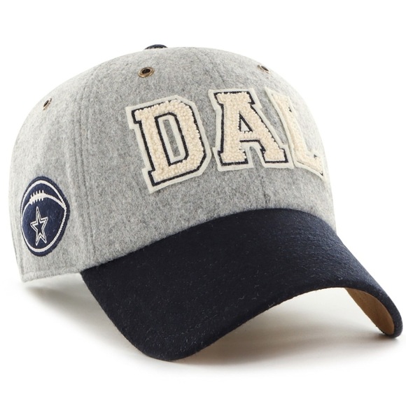 NWT Stoney Clover Lane x ‘47 Unisex Dallas Cowboys Adjustable Hat in Gray/Black - Picture 1 of 8